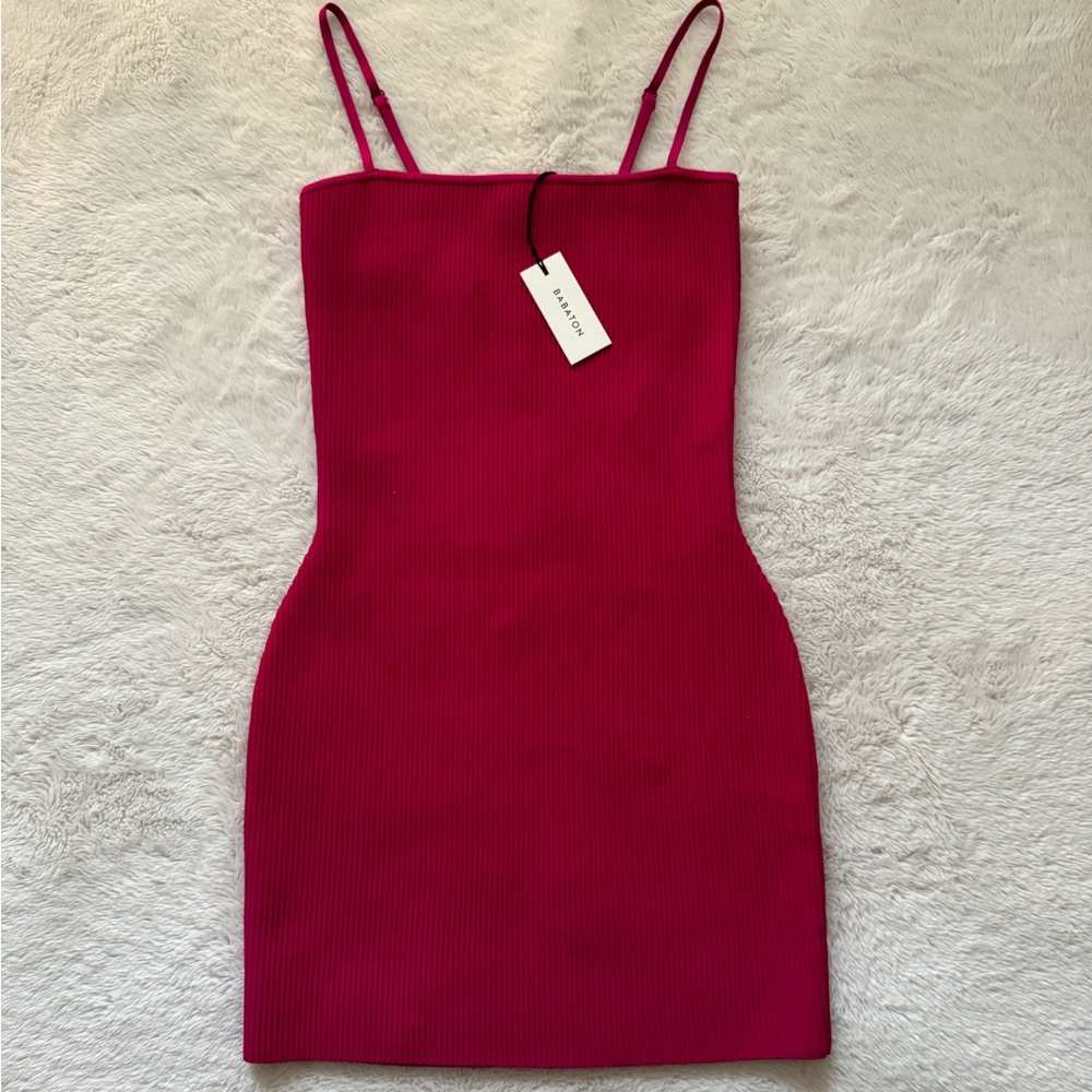 Aritzia pink sculpt knit cami dress